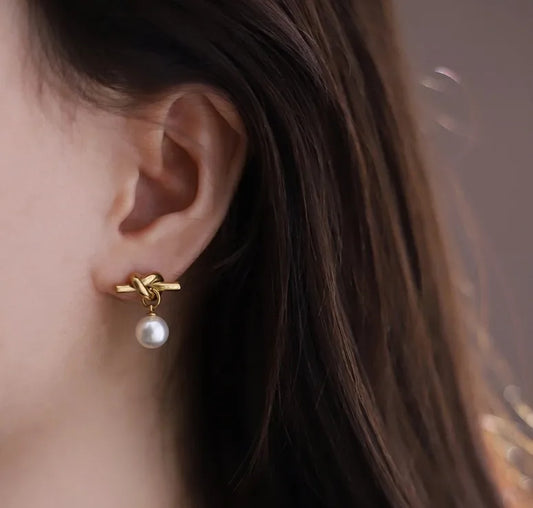 Aretes Nudo de Perla